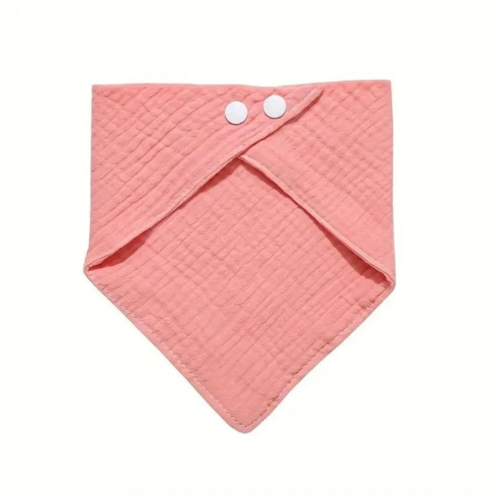 Lulu Moon Bandana Bib Kids OS Pink Muslin Cotton Gauze Snap Closure Drool Bib